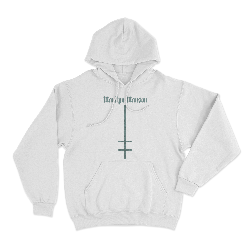 Marilyn Manson Satanic Cross LogoUnisex Hoodie White Marilyn Manson Satanic Cross LogoUnisex Hoodie White