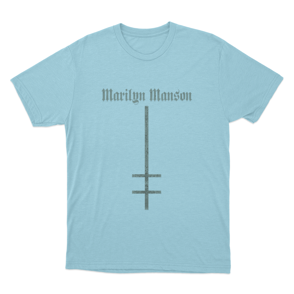 Marilyn Manson Satanic Cross LogoUnisex T Shirt Sky Blue Marilyn Manson Satanic Cross LogoUnisex T Shirt Sky Blue