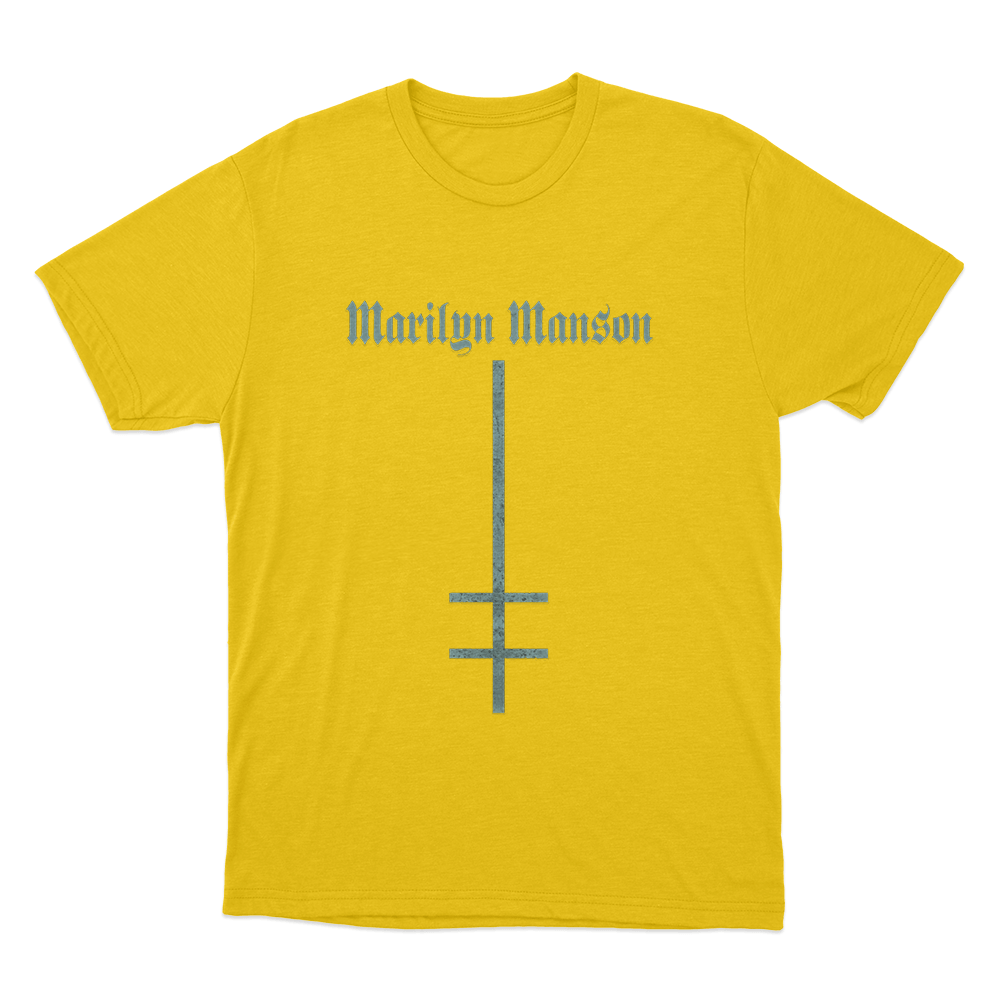 Marilyn Manson Satanic Cross LogoUnisex T Shirt Yellow Marilyn Manson Satanic Cross LogoUnisex T Shirt Yellow
